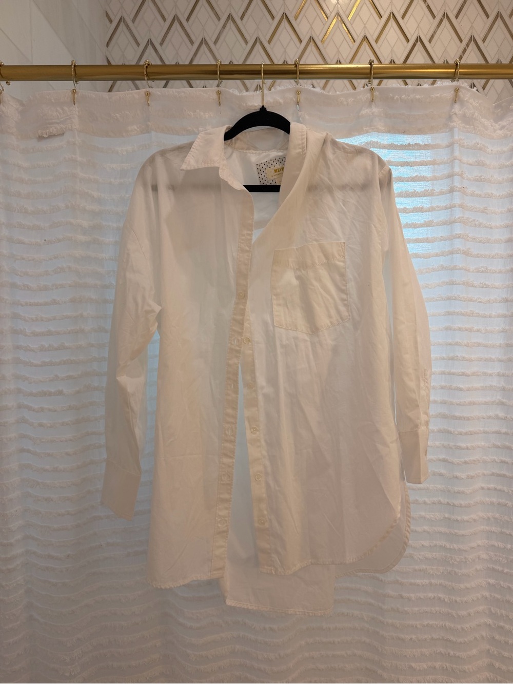 Anthropologie White Button-Down Shirt with Chest Pocket